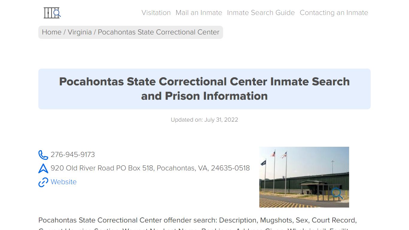 Pocahontas State Correctional Center - Nationwide Prison Lookup